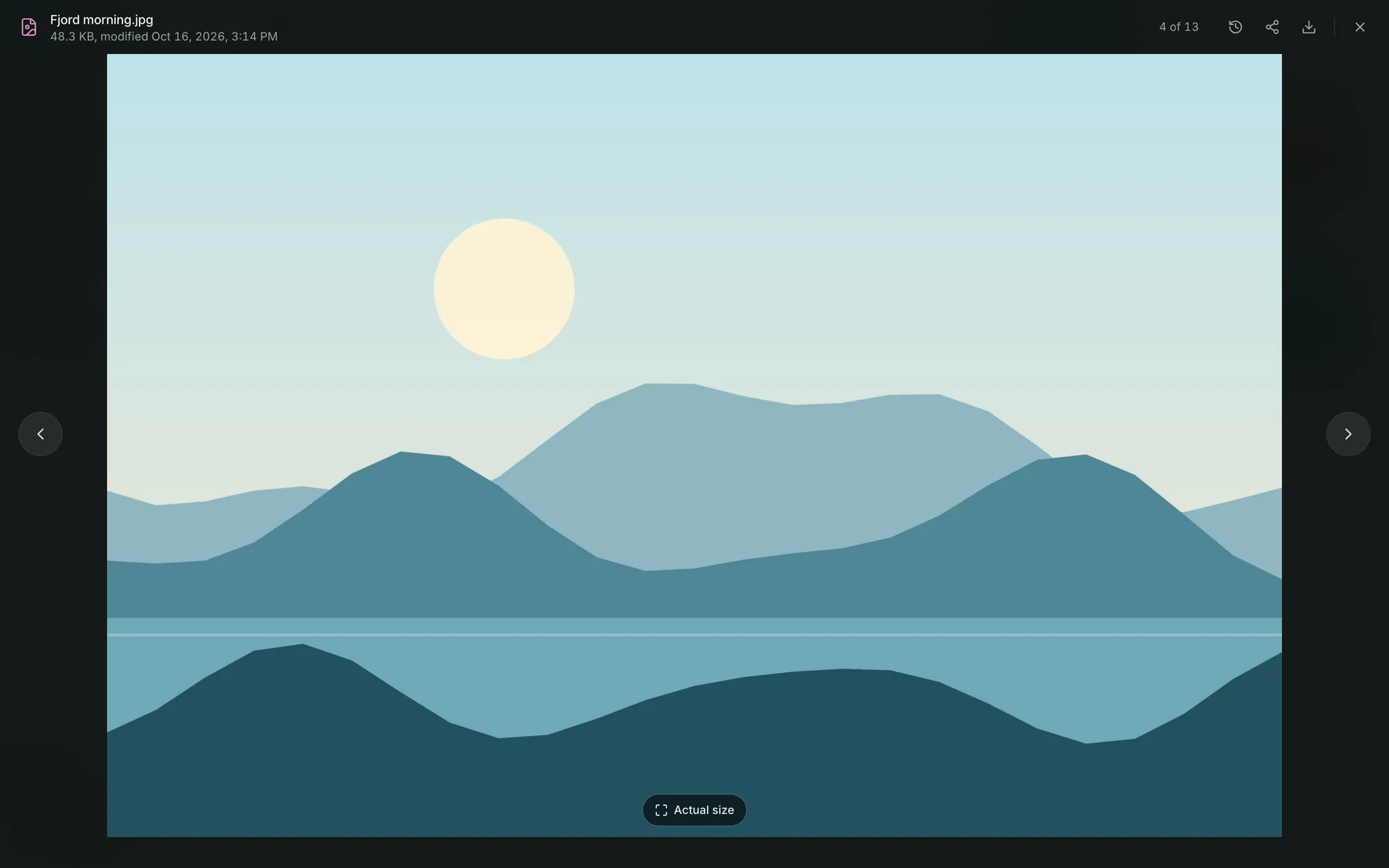 QuickLook preview of a landscape photo opened from the Synclet web app.